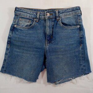 H&M Divided High Rise Open Hem 5 Pocket Cotton Denim Shorts Size 4